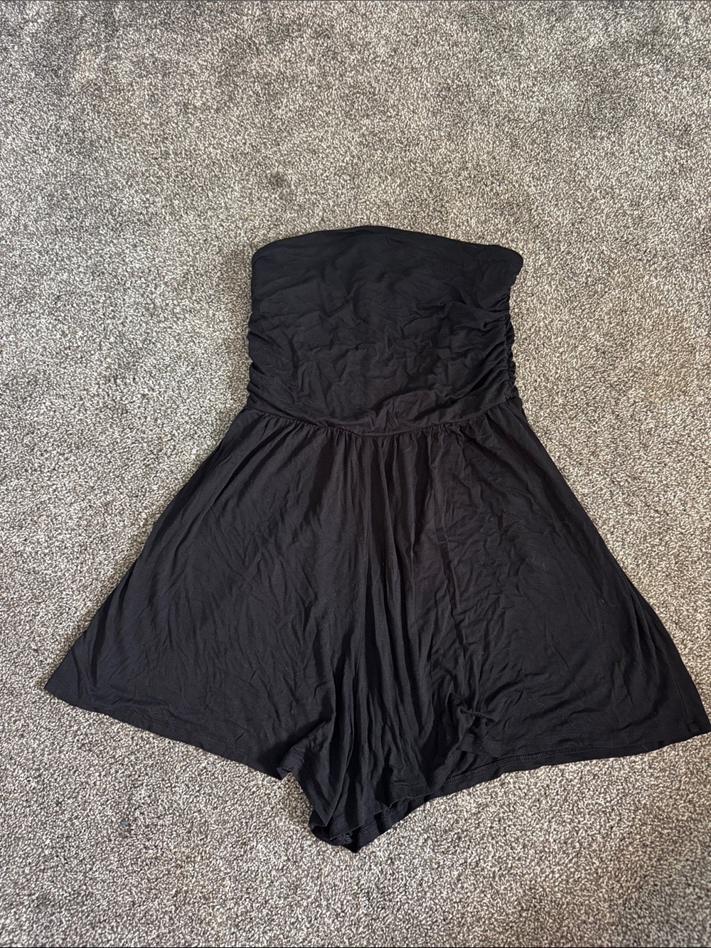 No Boundaries Black Strapless Romper Coverup